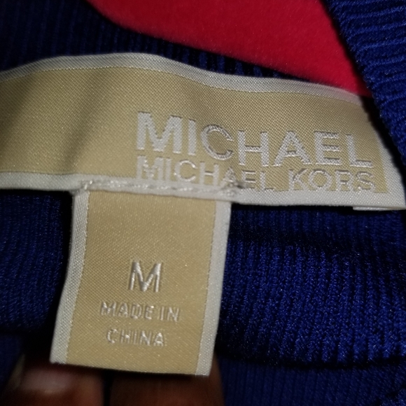 Michael Kors blue long sleeve dress with black MK accents - Picture 8 of 9